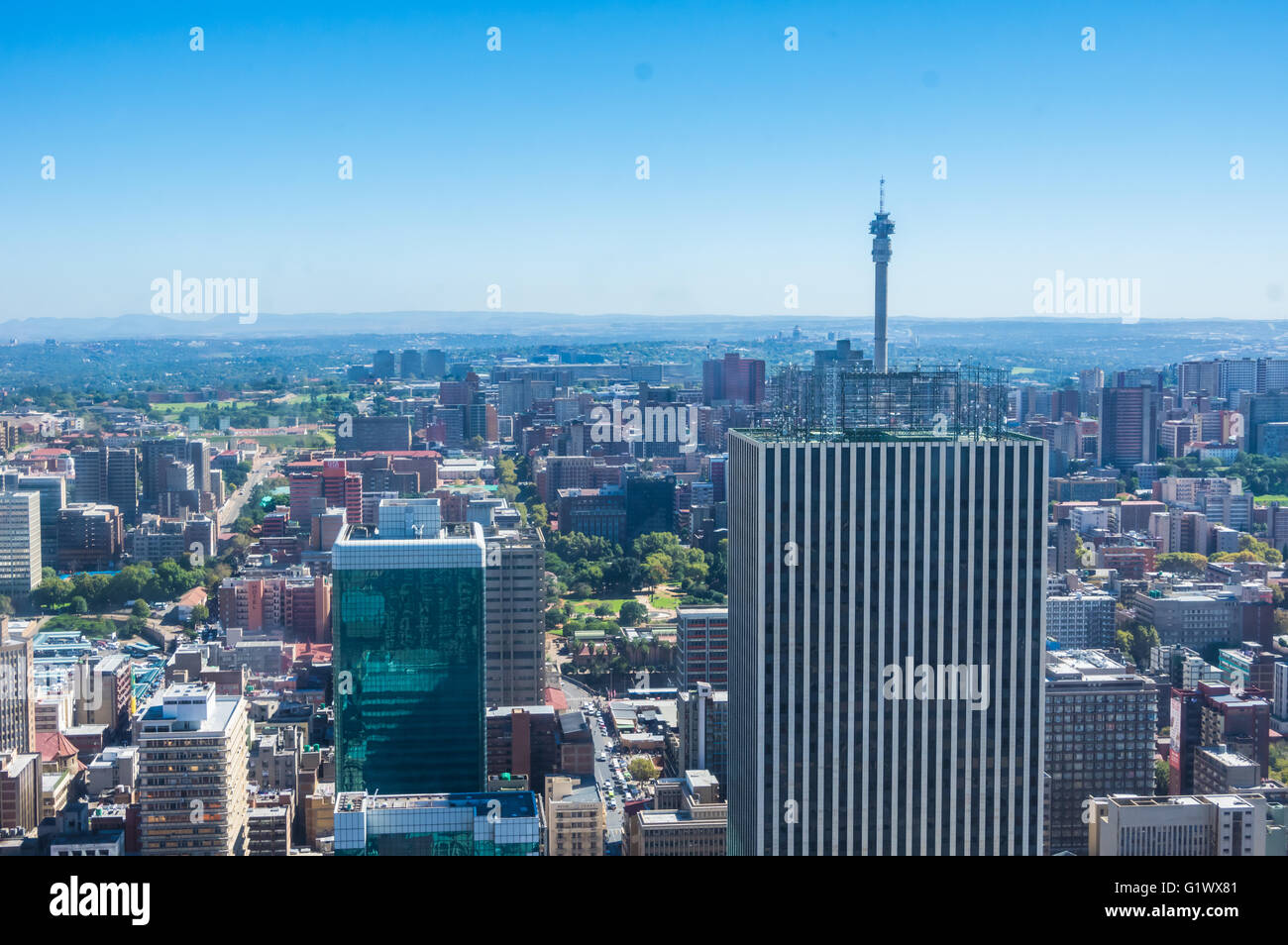 La dichiarazione di Johannesburg sullo skyline della città Foto Stock