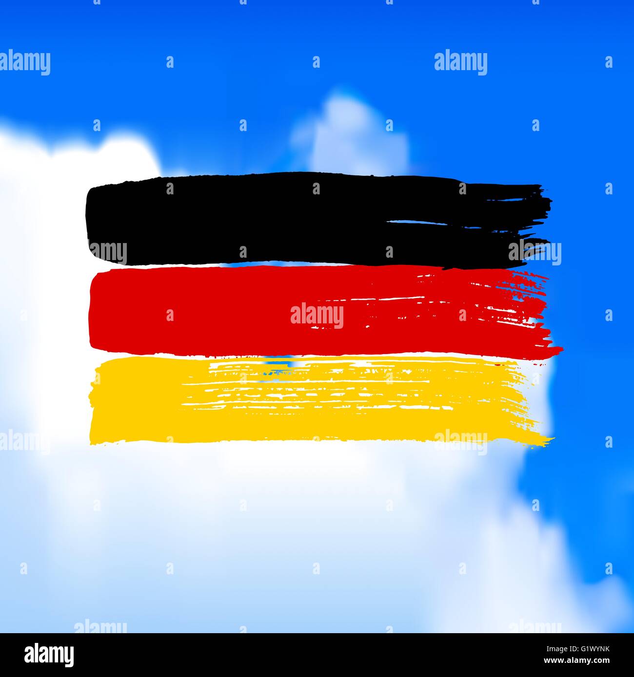 Bandiera della Germania contro il cielo. Illustrazione Vettoriale