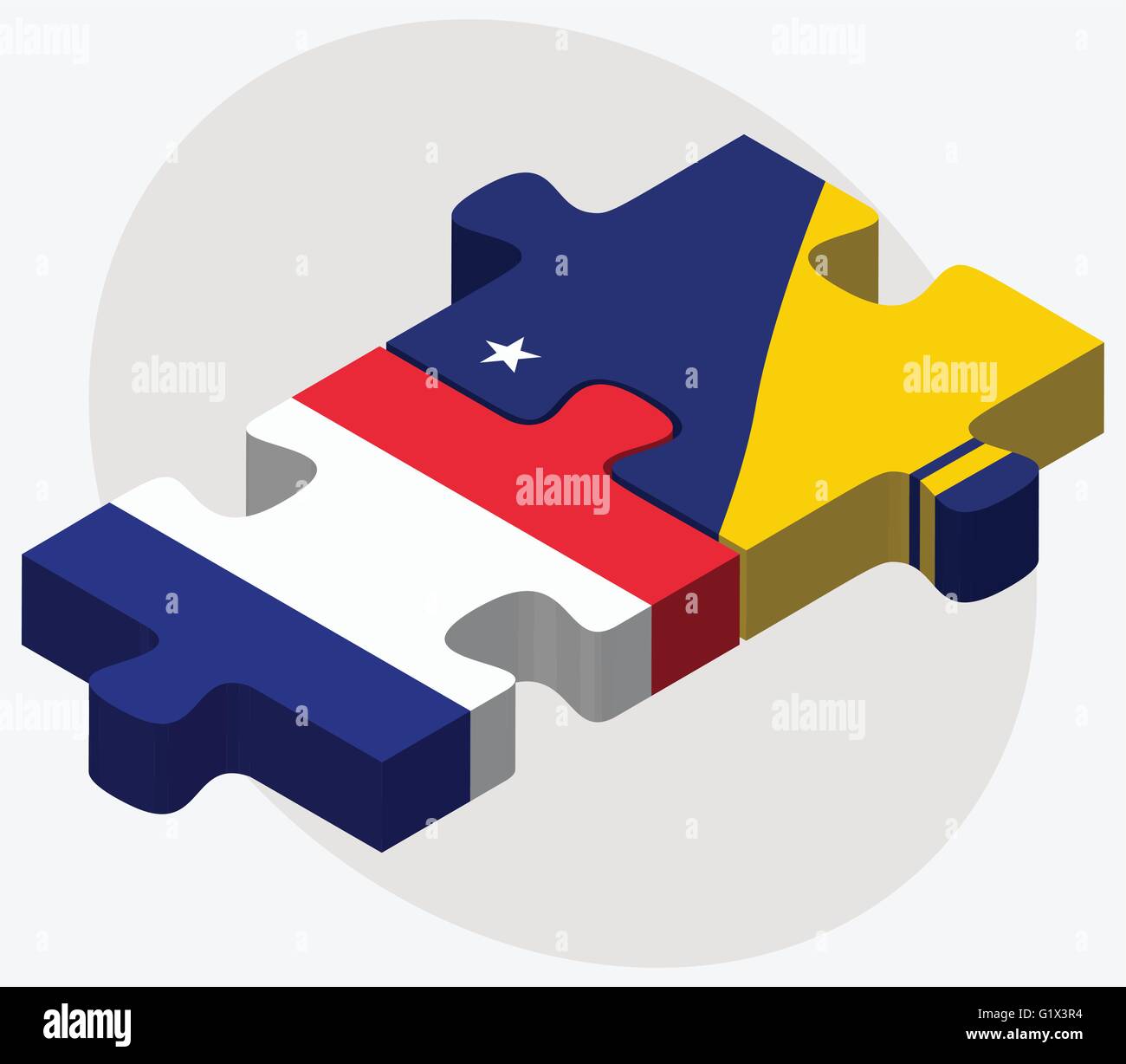 Francia e Tokelau bandiere nel puzzle isolati su sfondo bianco Illustrazione Vettoriale