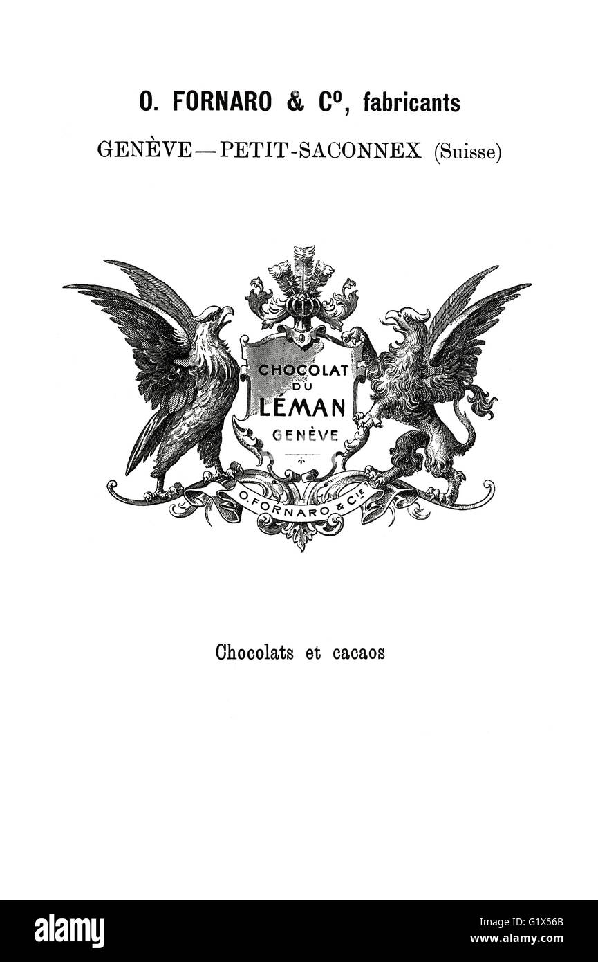 Storico marchio di Ginevra marca di cioccolato Chocolat du Léman dal 1898 Foto Stock