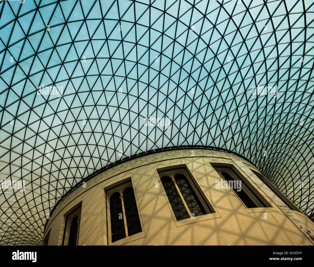 Tetto architettonico del British Museum di Londra Foto Stock