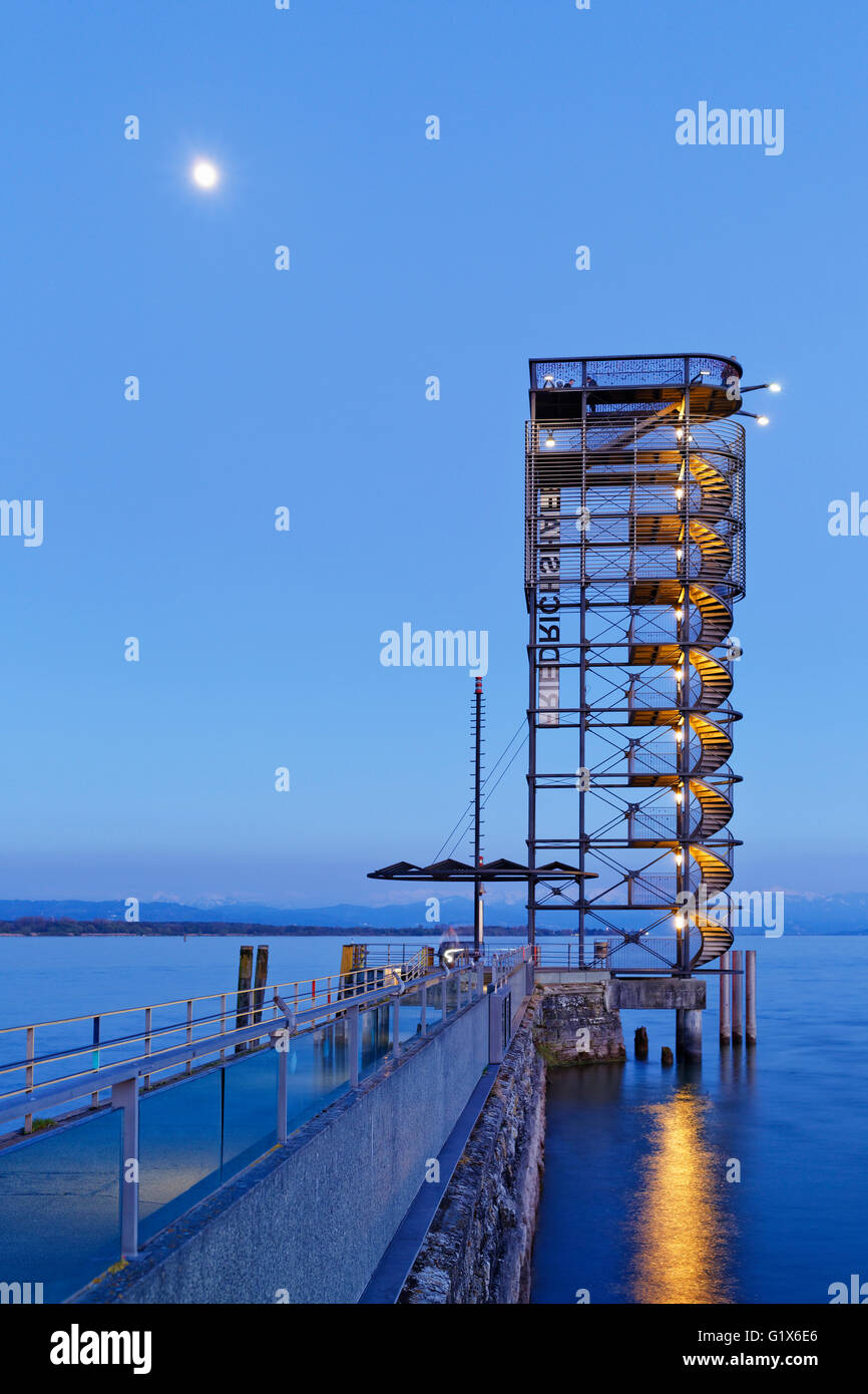 Torre di avvistamento, Moleturm a Port-Mole, Friedrichshafen sul Lago di Costanza, Bodenseekreis, Alta Svevia, Svevia, Baden-Württemberg Foto Stock