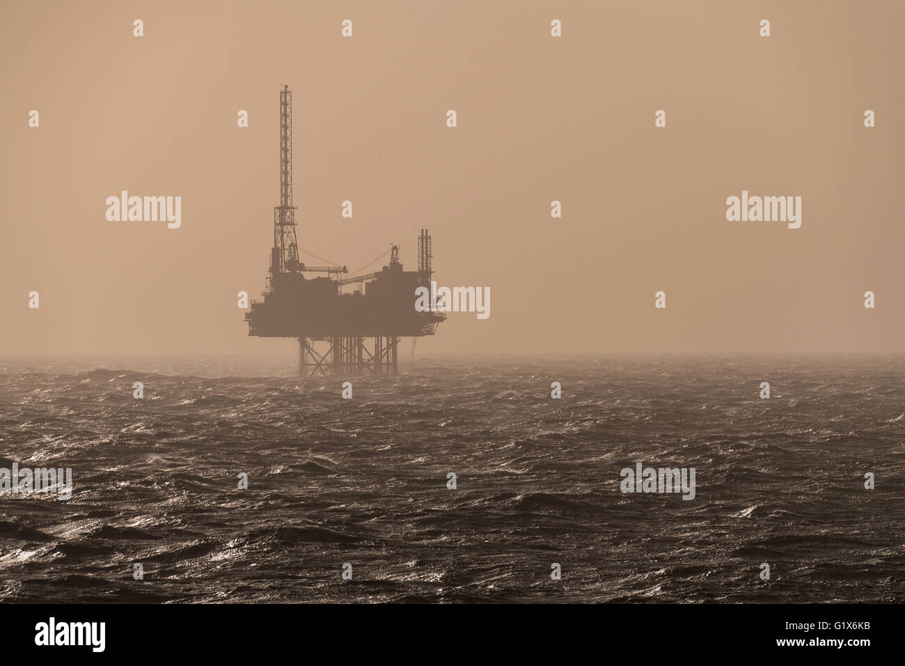Oil Rig, esplorazione, Mare del Nord Foto Stock