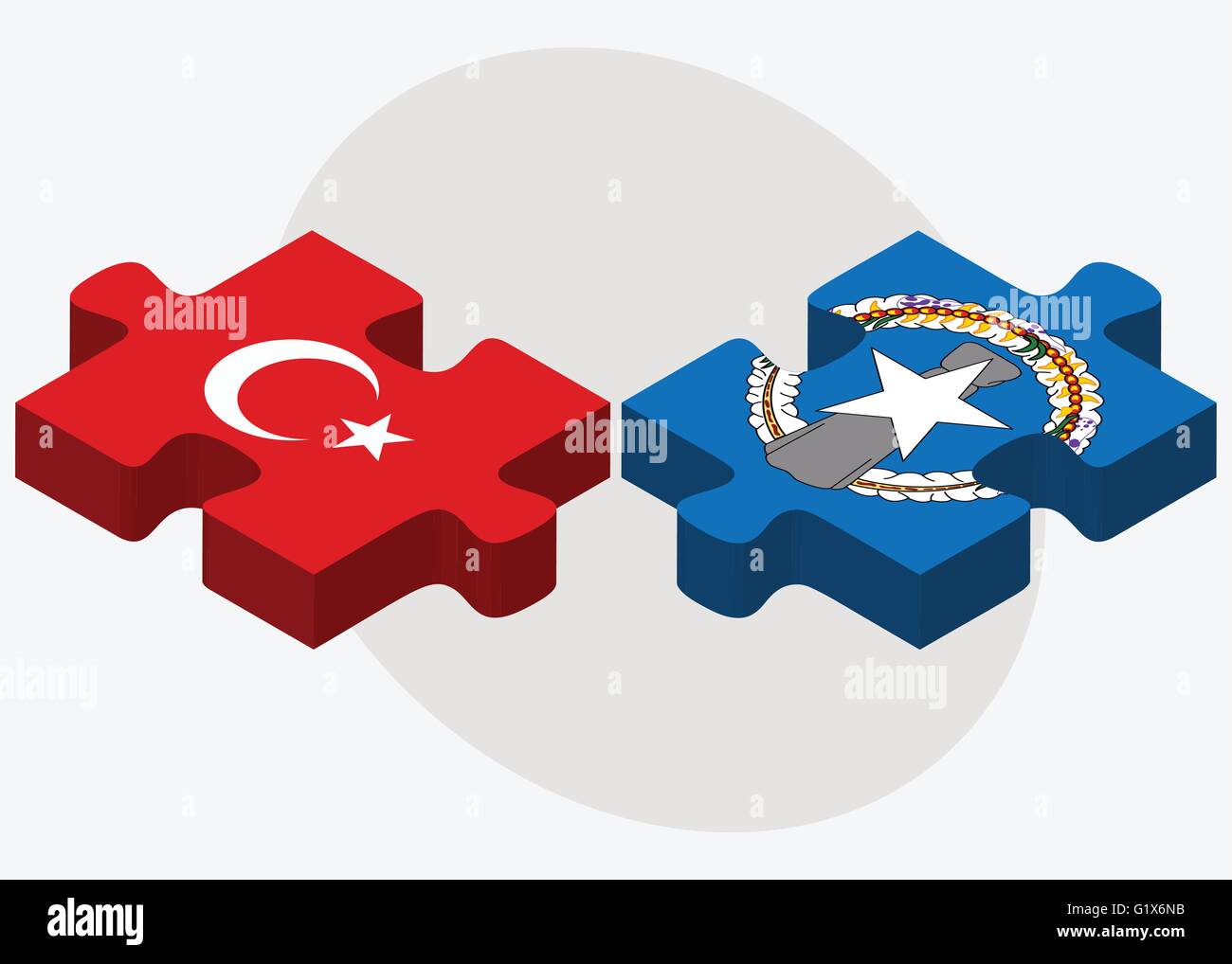 Turchia e Isole Marianne Settentrionali bandiere nel puzzle isolati su sfondo bianco Illustrazione Vettoriale