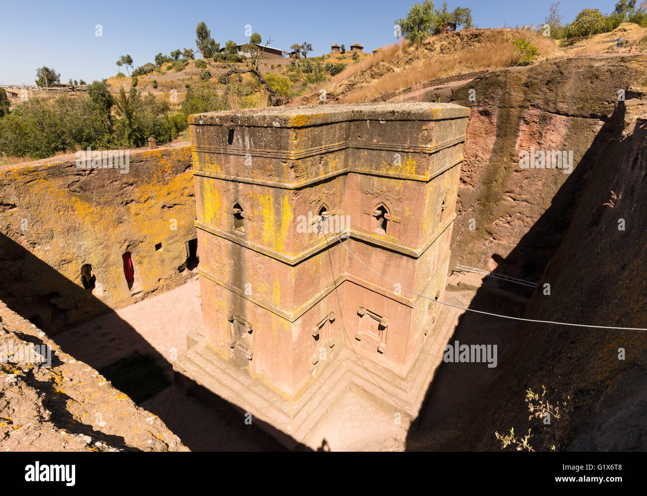 Bet Giyorgis Rock-Hewn Chiesa, Lalibela, Etiopia, Africa Foto Stock