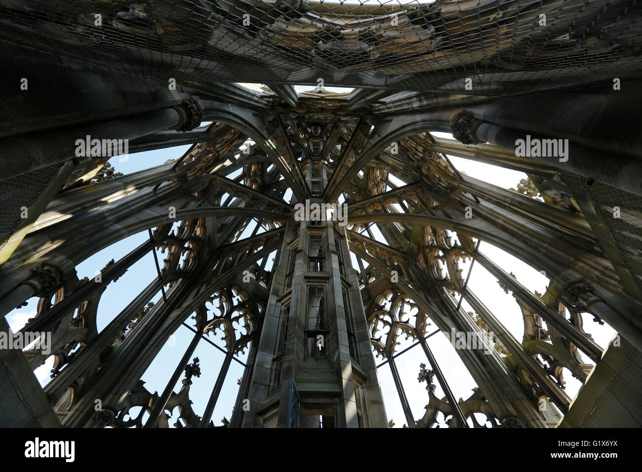 Cattedrale di Ulm, West Tower all'interno di una scalinata per il punto panoramico più alto, Ulm, Baden-Württemberg, Germania Foto Stock
