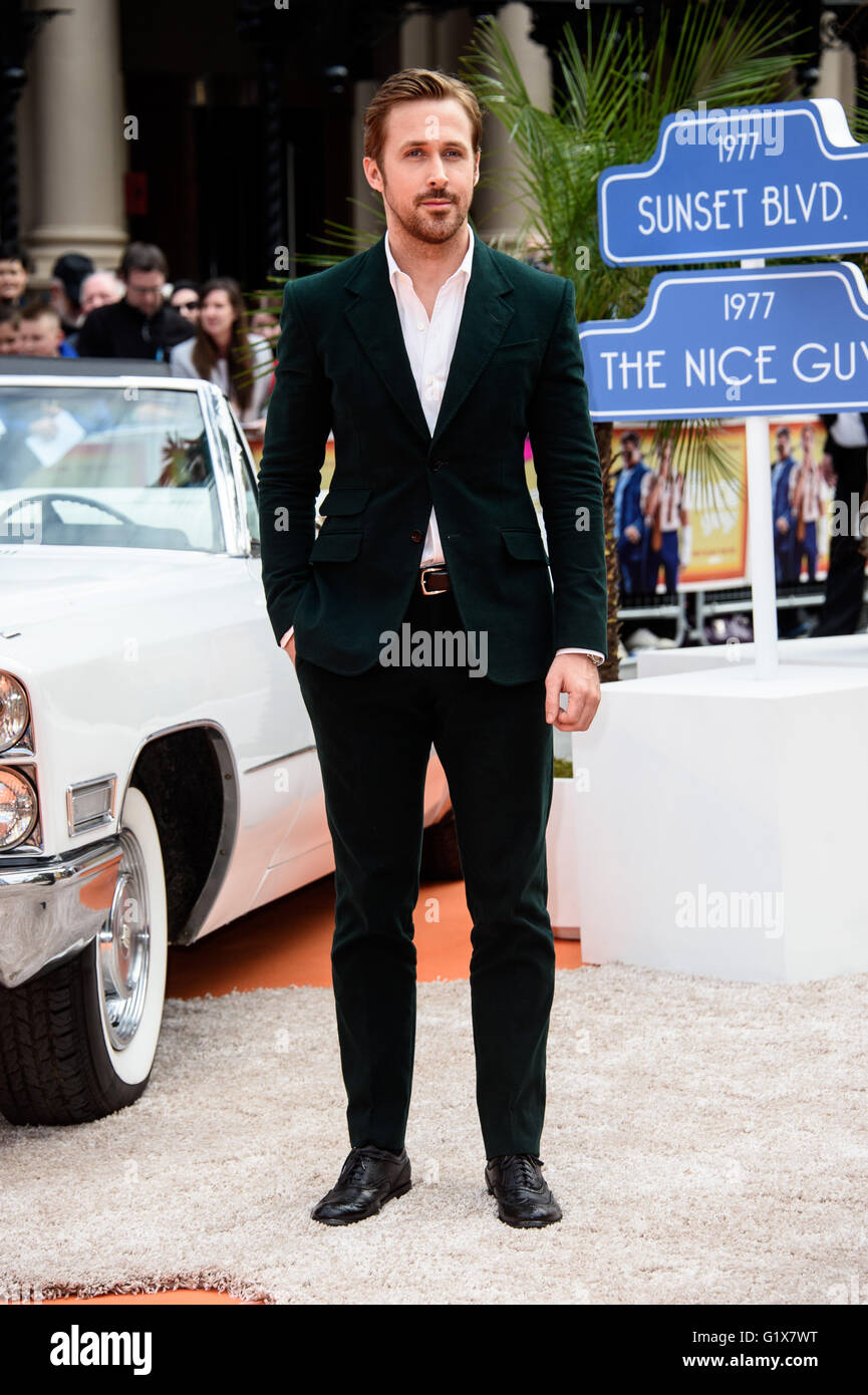Ryan Gosling presso la UK premiere del nice guys Foto Stock