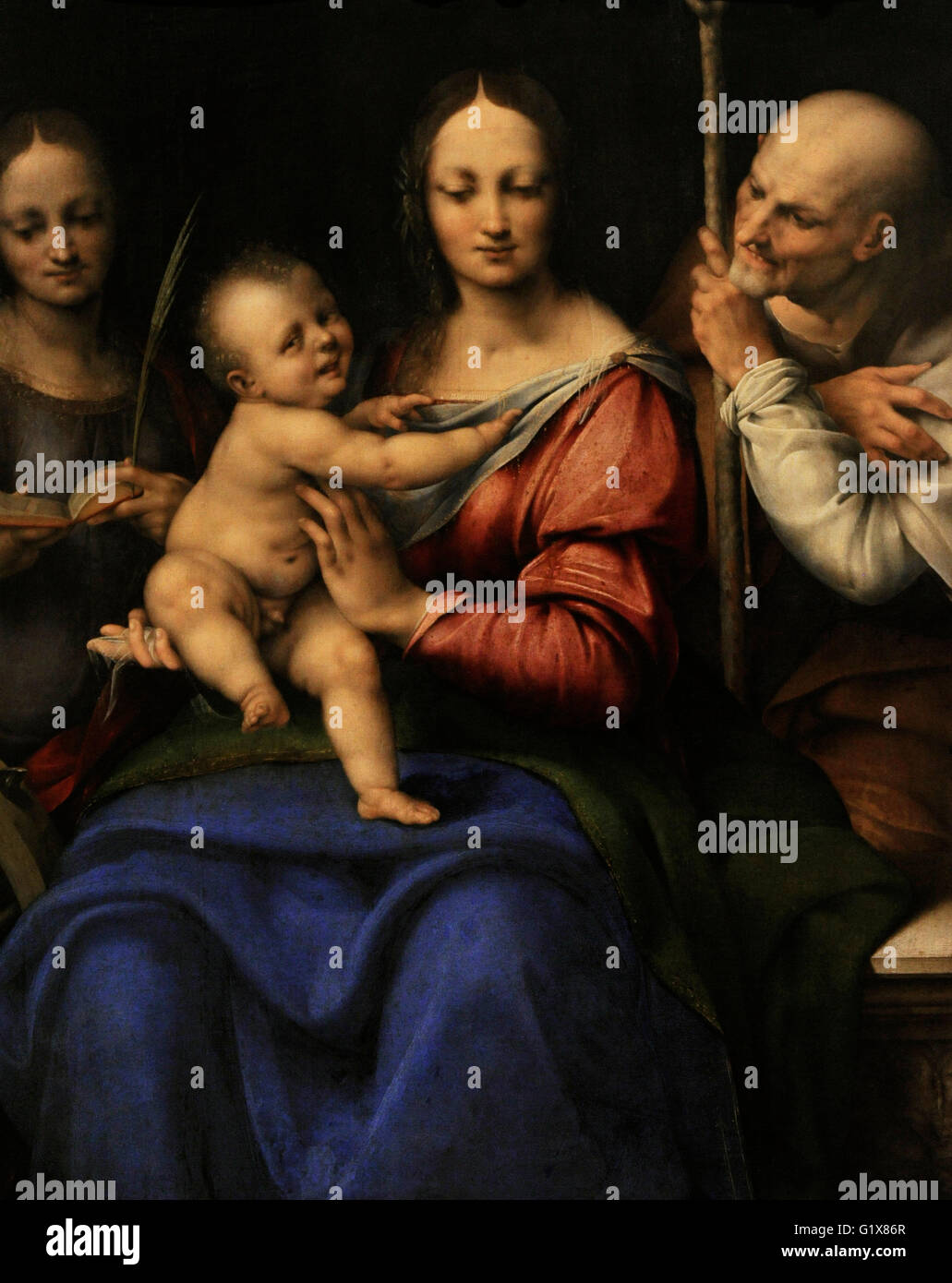 Cesare da Sesto (1477-1523). Pittore italiano. Scuola milanese. Sacra famiglia con Santa Caterina, 1515-1520 (?). Olio su tela. Lo stato Museo Hermitage. San Pietroburgo. La Russia. Foto Stock