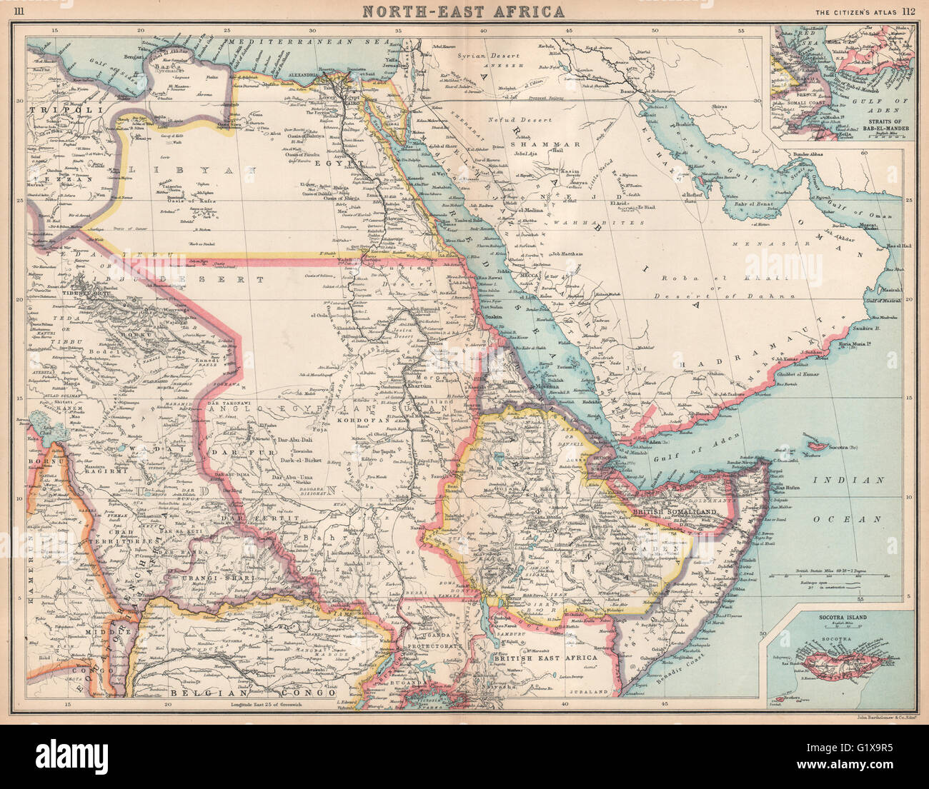 NE AFRICA SUDAN anglo-egiziana Somaliland 'Dobei'/Dubai Abissinia, 1912 Mappa Foto Stock