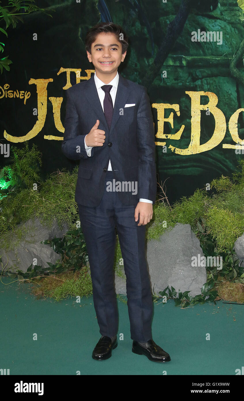 Aprile 11, 2016 - Neel Sethi frequentando il Libro della Giungla Premiere europeo al BFI Imax a Londra, Regno Unito. Foto Stock