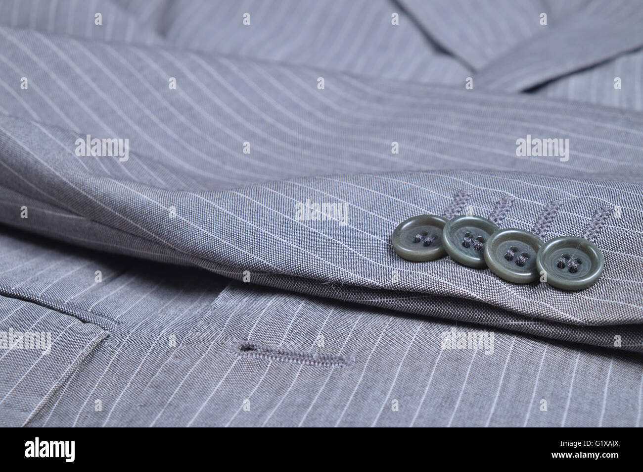 Classico striato grigio business suit. Moda e tendenze classiche Foto Stock