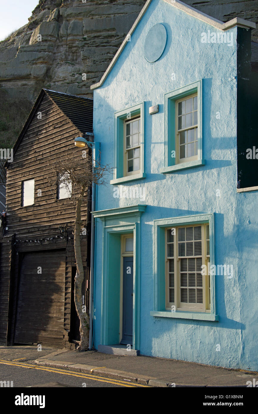 Edifici su Stade, Old Hastings, Regno Unito Foto Stock