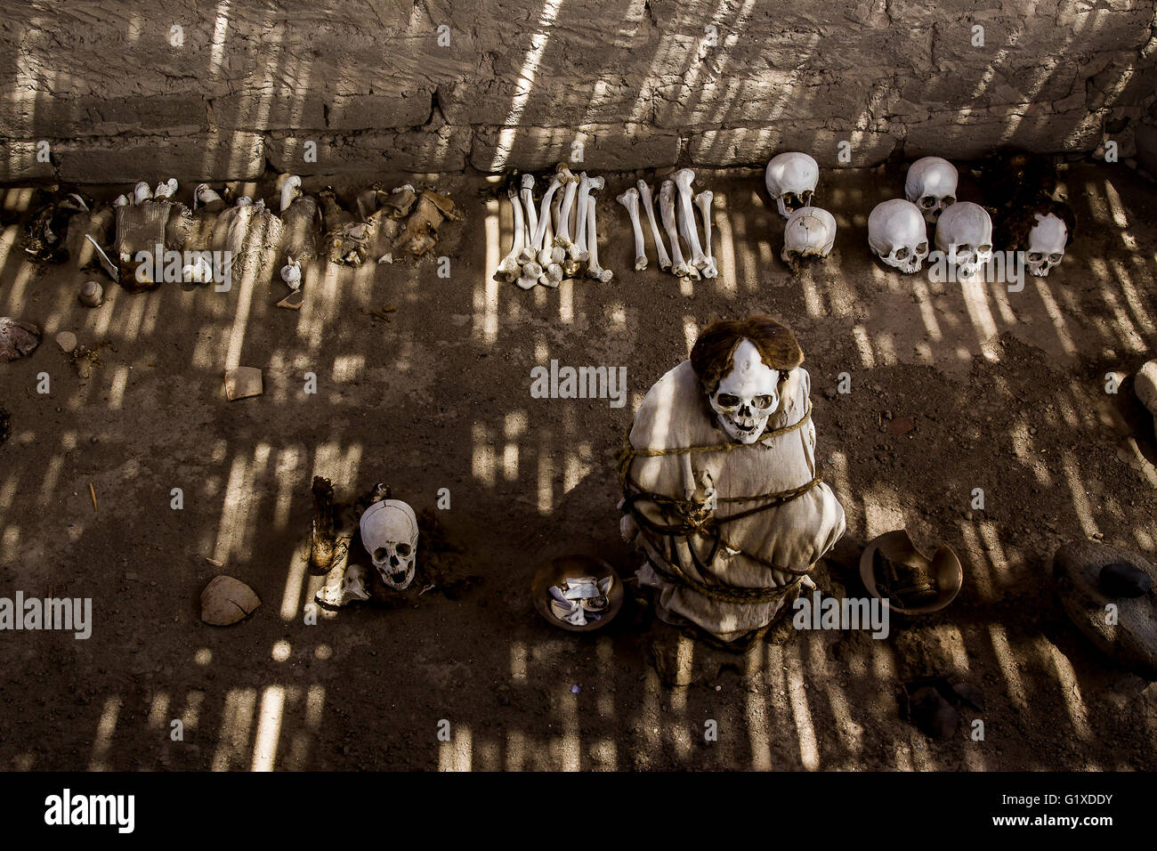 Chauchilla, un antico cimitero precolombiani della cultura Nazca. Foto Stock