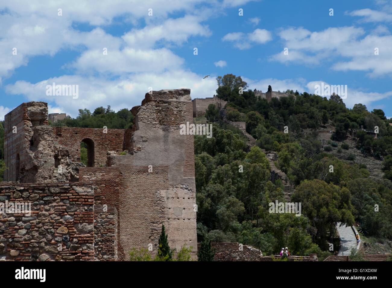 Maggio in Spagna a Malaga, turismo, Alcazaba - una fortezza moresca costruita nel VIII secolo. Ferdinando e Isabella visse qui dopo c Foto Stock