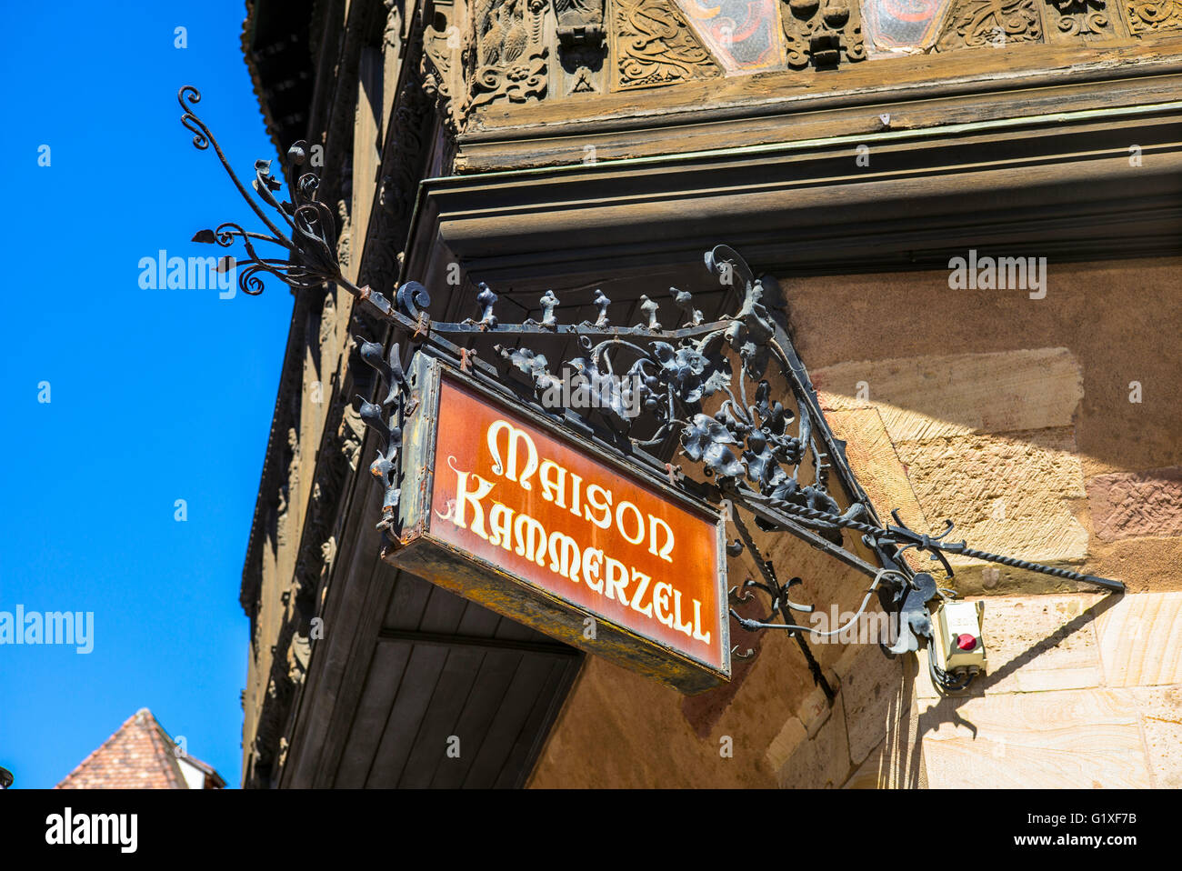 Ristorante Maison Kammerzell, segno, Strasburgo, Alsazia, Francia Foto Stock