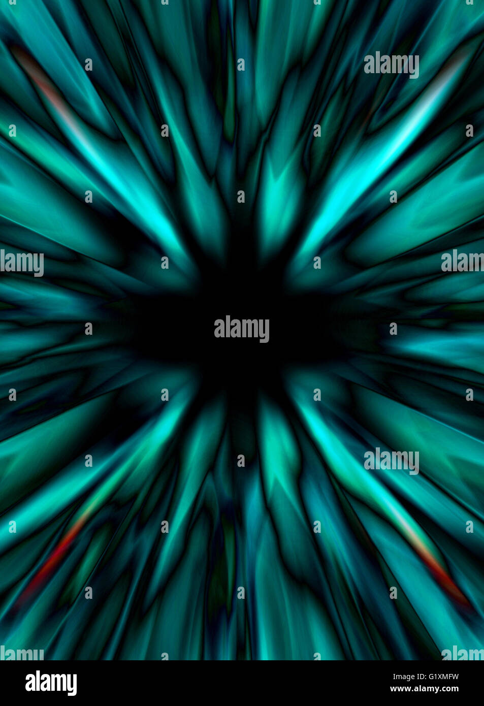 Abstract il blu e il verde forme e il buco nero Foto Stock