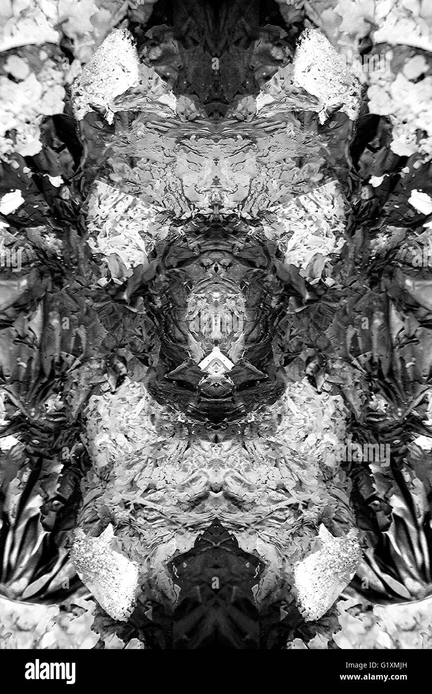 Abstract in bianco e nero bruciato lo sfondo della carta Foto Stock