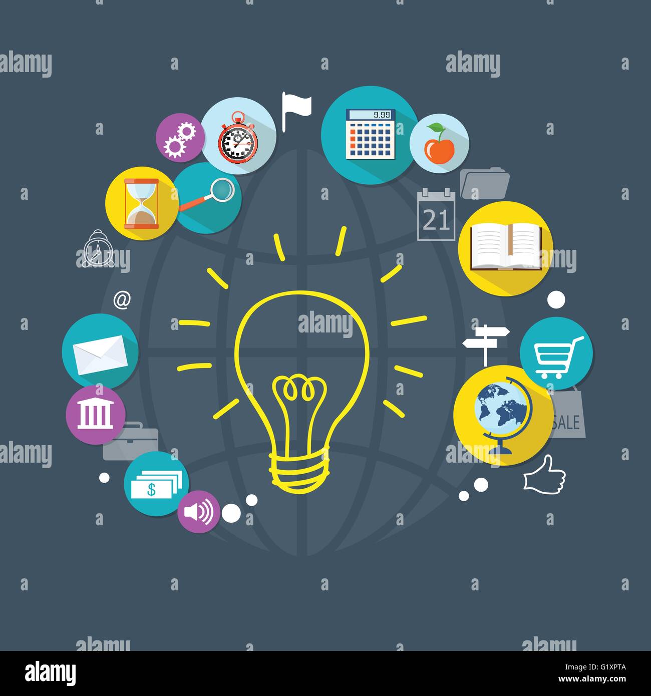 Design piatto business vettore icone con mano i simboli disegnati. eps10 Illustrazione Vettoriale