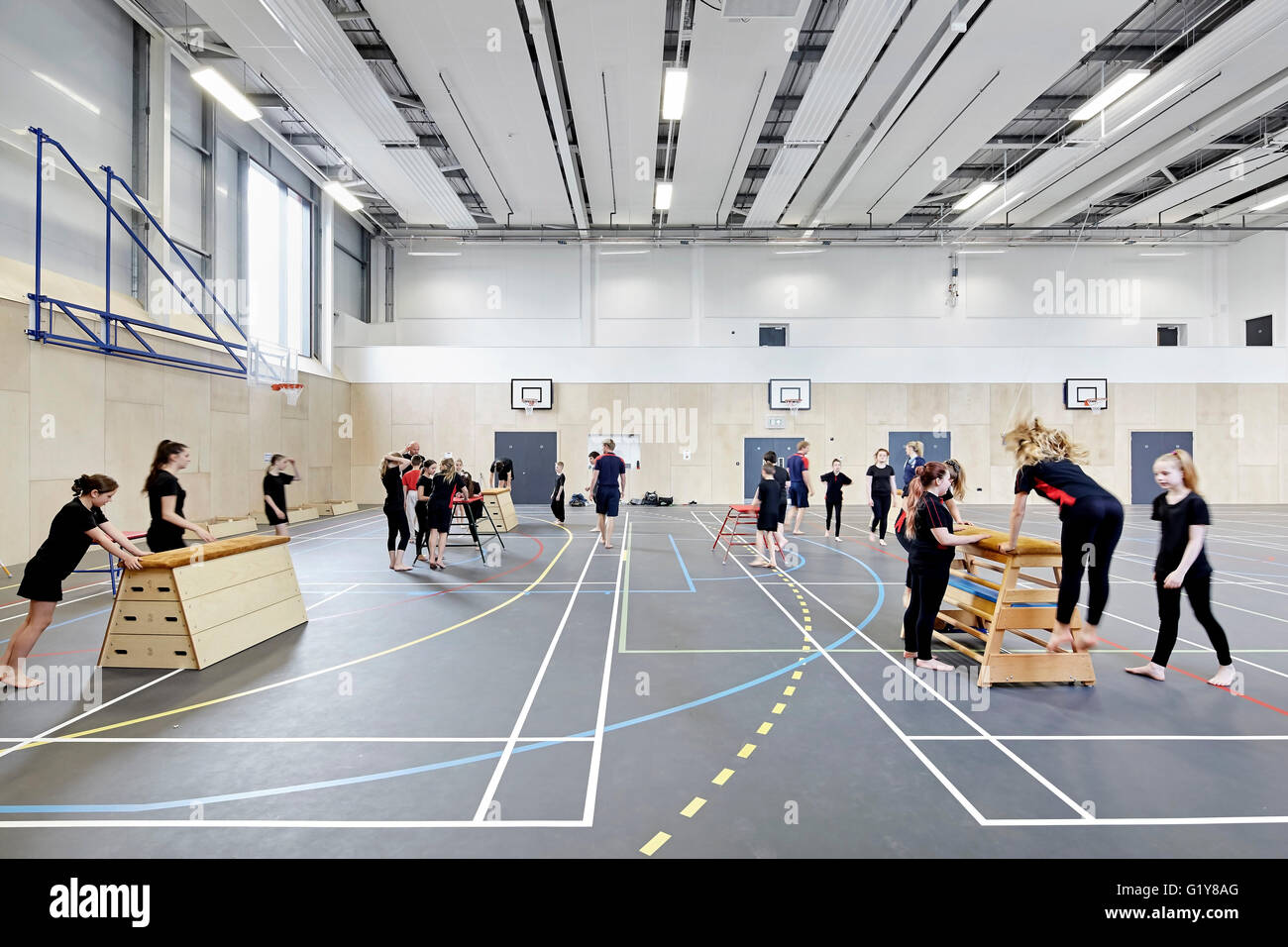 Palestra interna. Plymouth Creative School of Art di Plymouth, Regno Unito. Architetto: Feilden Clegg Bradley Studios LLP, 2015. Foto Stock
