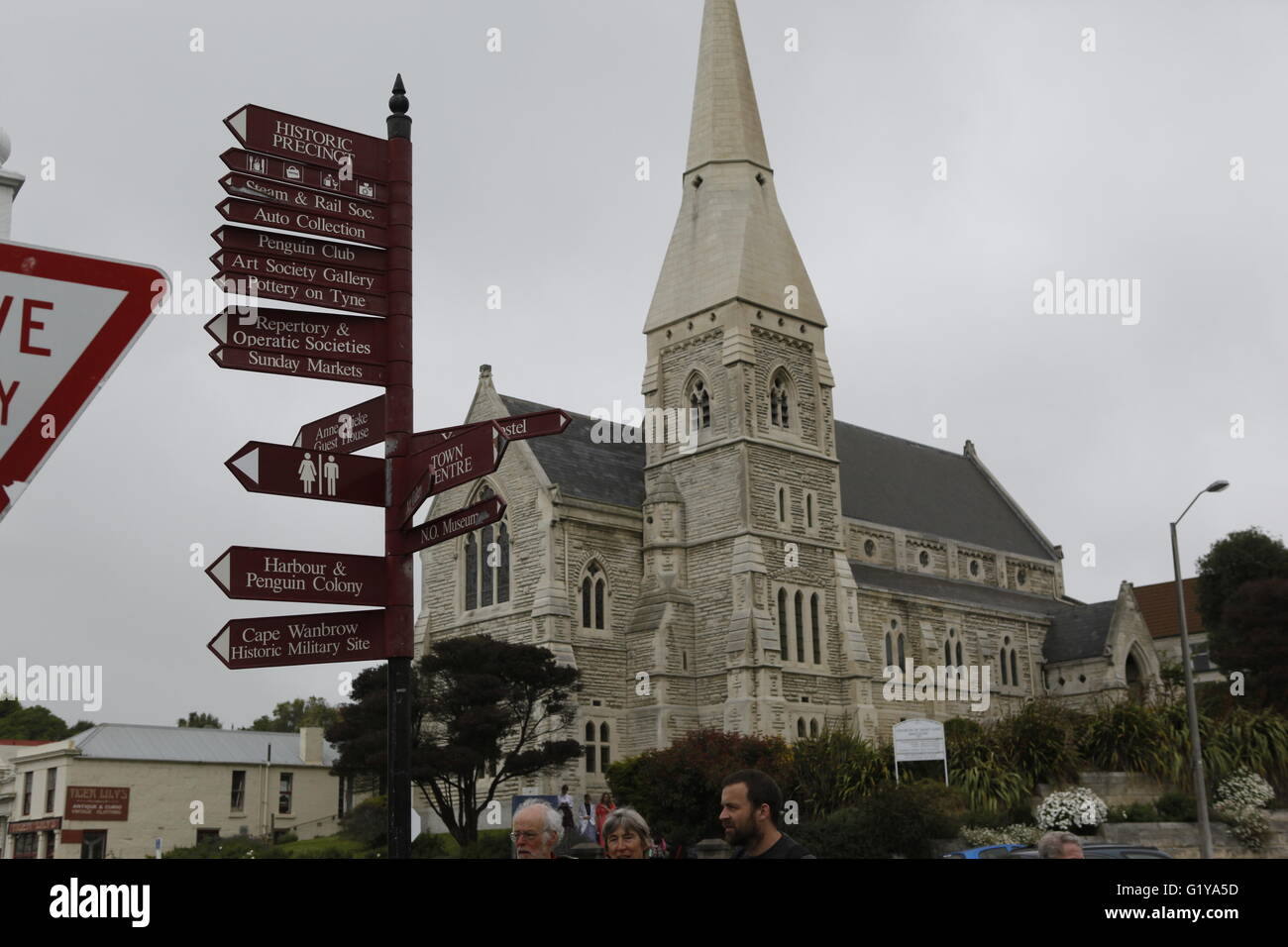 Directory di strada di Oamaru, Nuova Zelanda Foto Stock