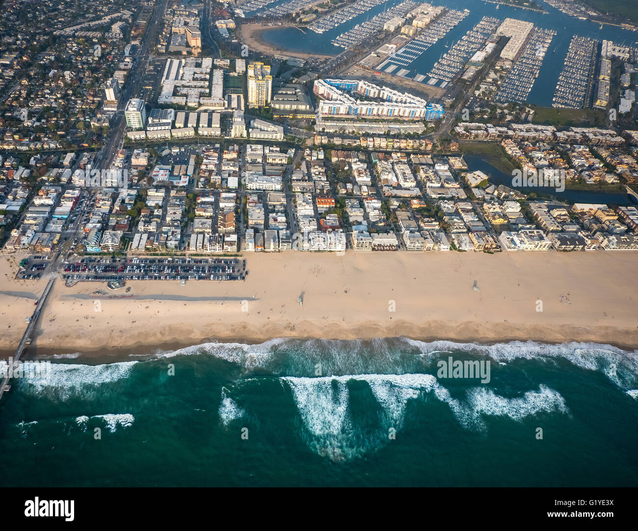 Pacifico, Venice Beach, spiaggia di sabbia, Marina del Rey, Contea di Los Angeles, California, Stati Uniti d'America Foto Stock