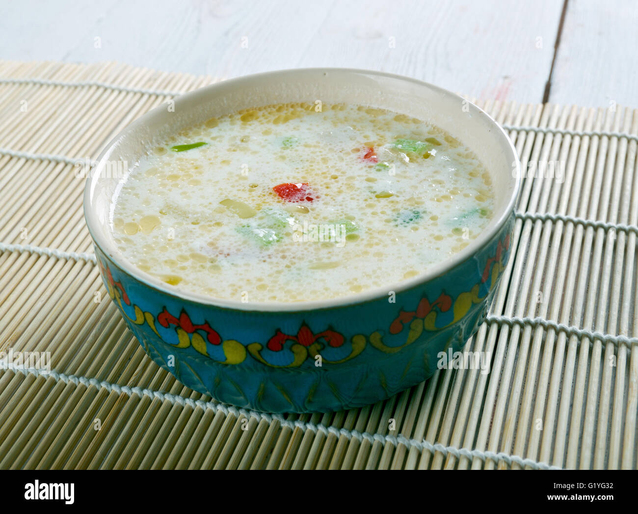 Piccante zuppa di Quinoa close up Foto Stock
