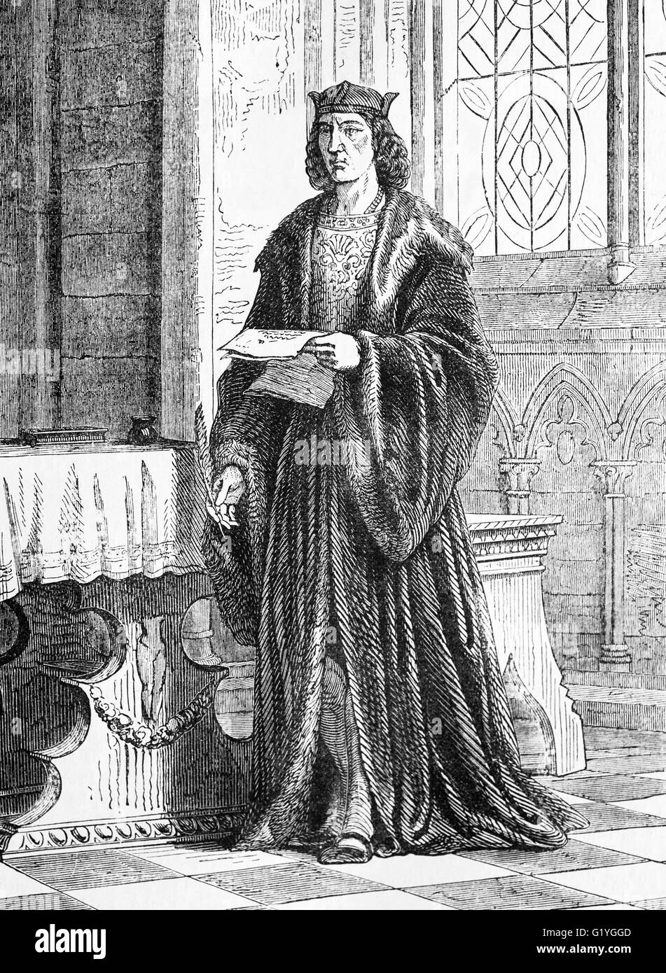 Enrico VII che frequentano per questioni di stato. 1497 Foto Stock