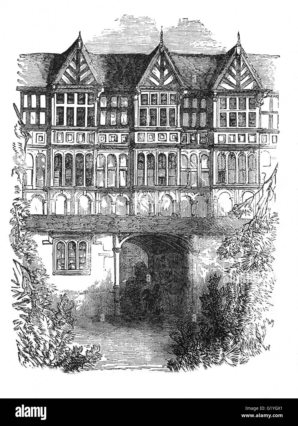 Architettura Tudor a Shrewsbury, Shropshire, Inghilterra Foto Stock