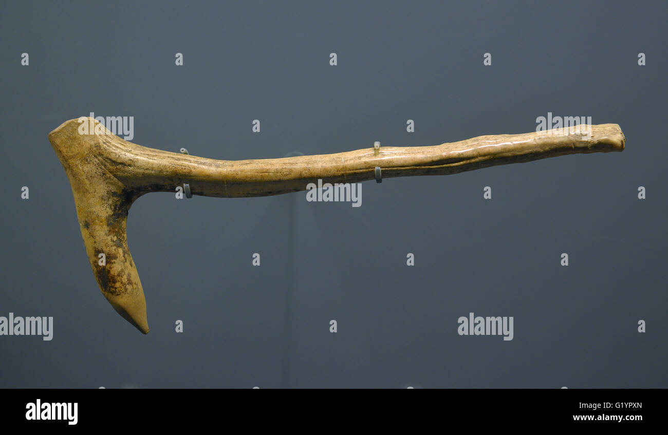 Corno di cervo pala. Dissotterrato da Fangshang, Pechino. Metà del XII BC- metà del decimo BC. Pechino Capitale Museo. Foto Stock