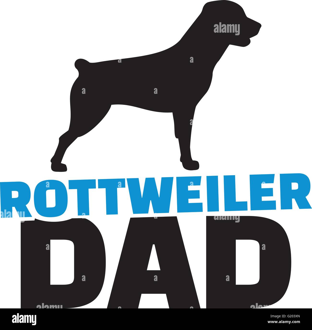 Rottweiler papà con il cane silhouette Illustrazione Vettoriale