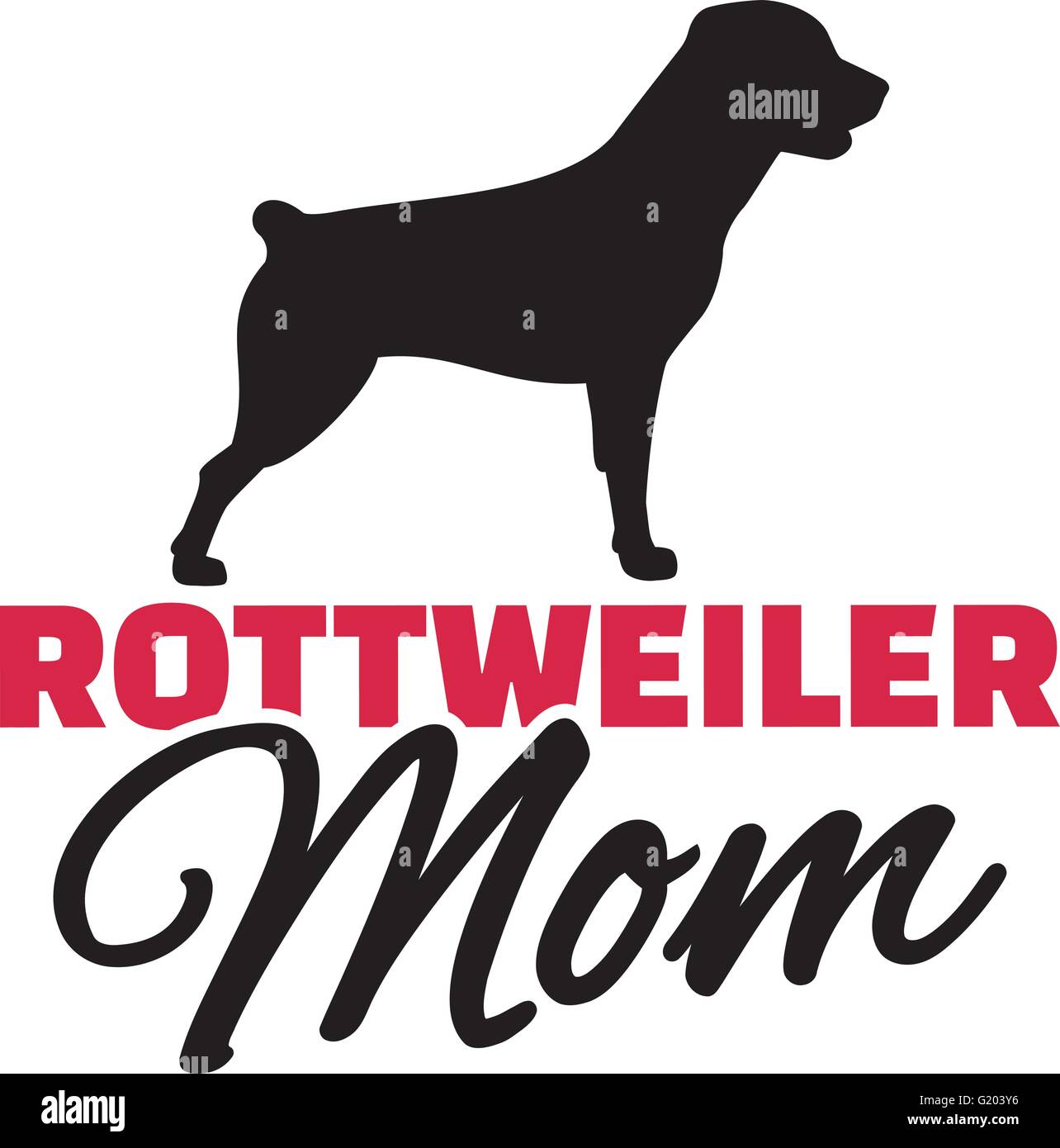 Rottweiler Mom con silhouette di cane Illustrazione Vettoriale