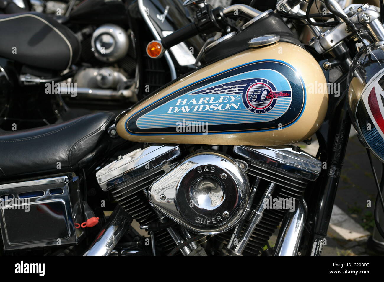 Dettaglio di un Harley Davidson Moto a Bonn, Germania Foto Stock