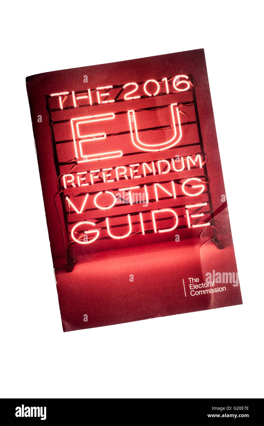 Il 2016 Ue il voto referendario guida pubblicate dalla commissione elettorale. Foto Stock