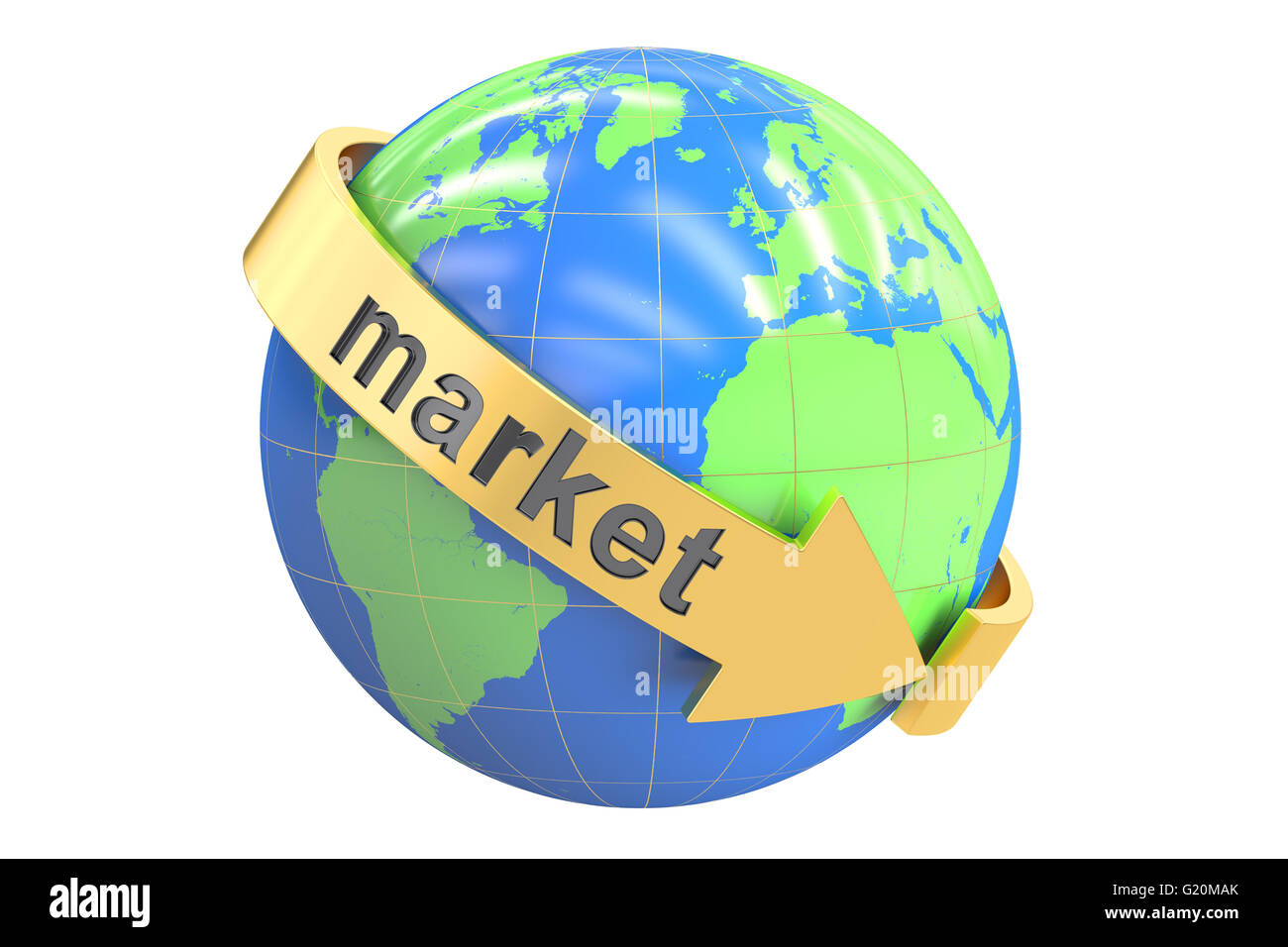 Mercato globale 3D rendering isolati su sfondo bianco Foto Stock
