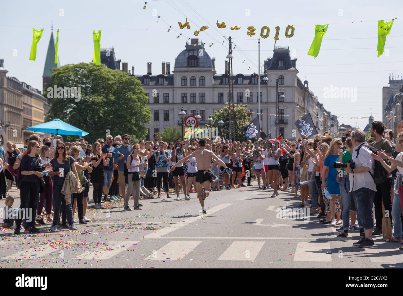 Copenhagen, Danimarca - 22 Maggio 2016: Guide all'evento annuale maratona di Copenaghen. Foto Stock