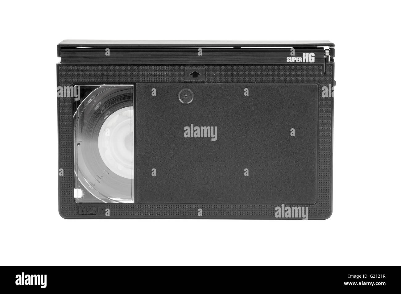 VHS-C video cassette isolate su sfondo bianco con tracciato di ritaglio Foto Stock
