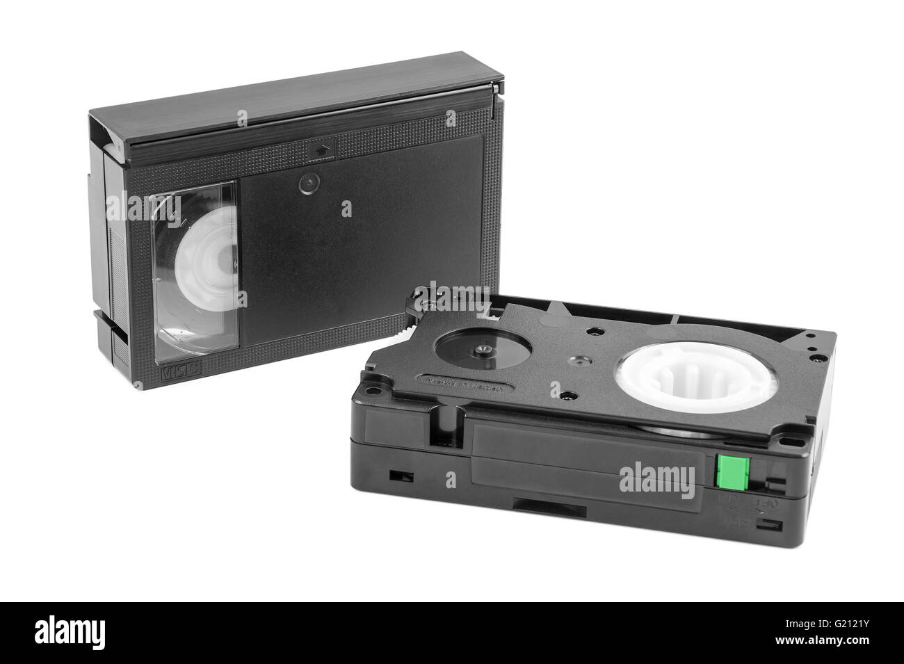 VHS-C videocassette isolato su sfondo bianco con tracciato di ritaglio Foto Stock