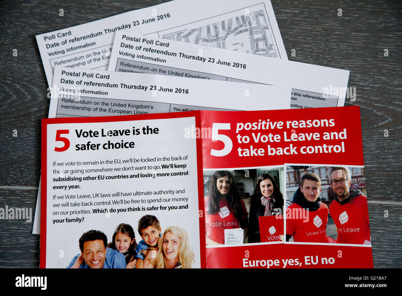 A nord di Londra, UK, 22 maggio 2016 - Campagna foglietto dalla votazione lasciare UE con scheda di sondaggio arriva tramite posta. Credito: Dinendra Haria/Alamy Live News Foto Stock