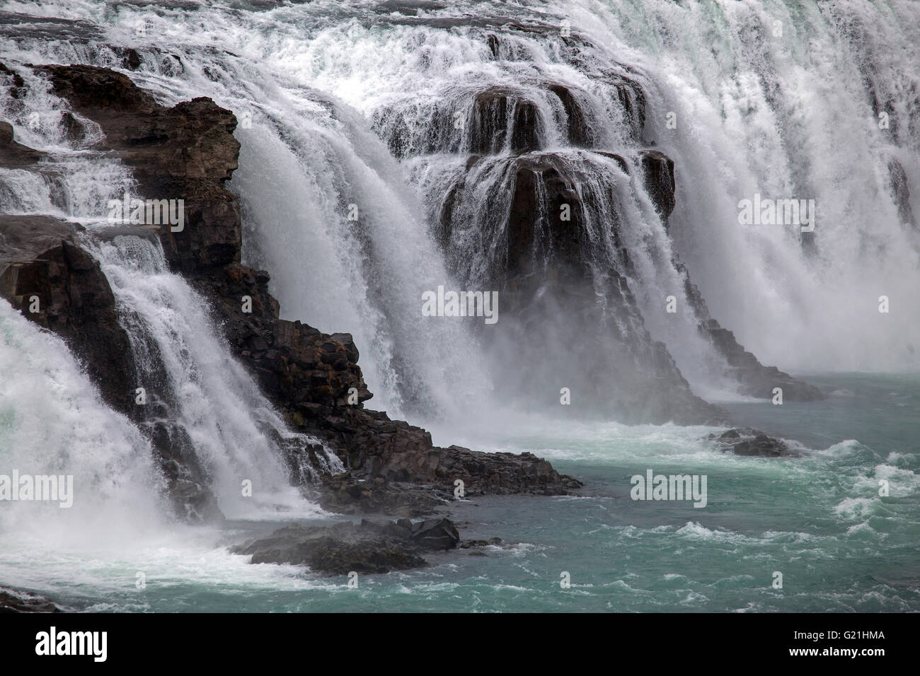 La cascata di Gullfoss, dettaglio, attrazioni turistiche, Golden Circle Route, Islanda Foto Stock