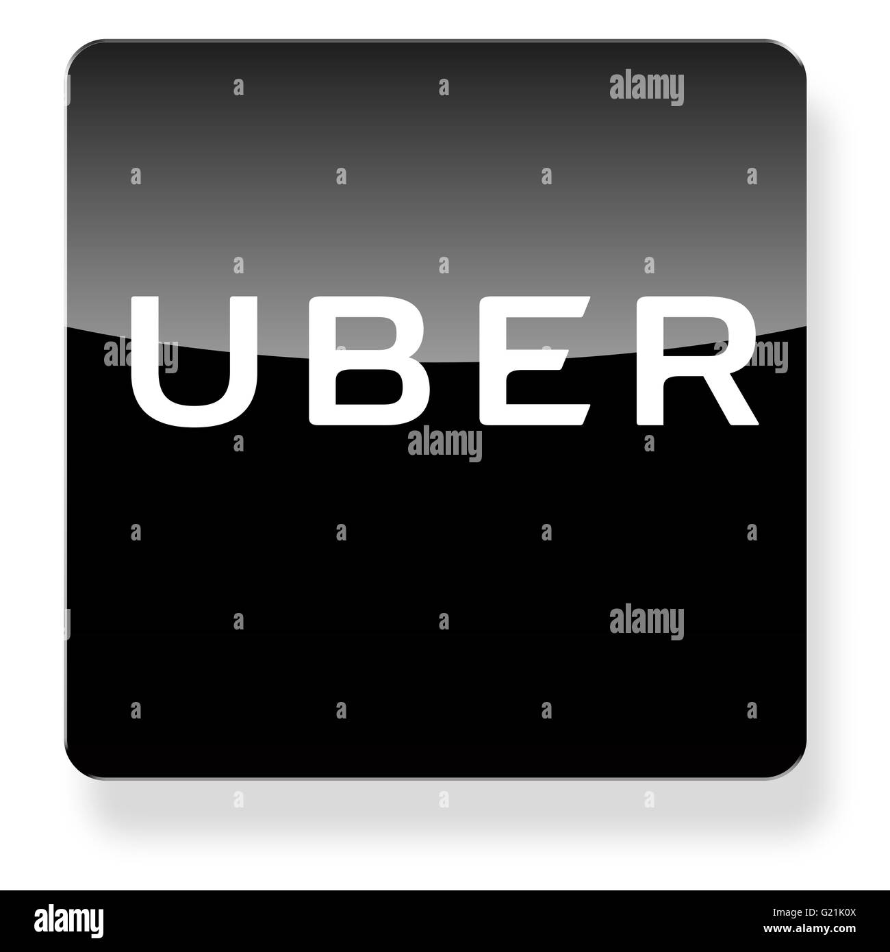 Nuovo logo Uber come l'icona di un'app. Percorso di clipping incluso. Foto Stock