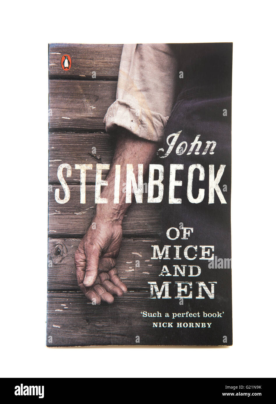 Uomini e topi di John Steinbeck su sfondo bianco Foto Stock