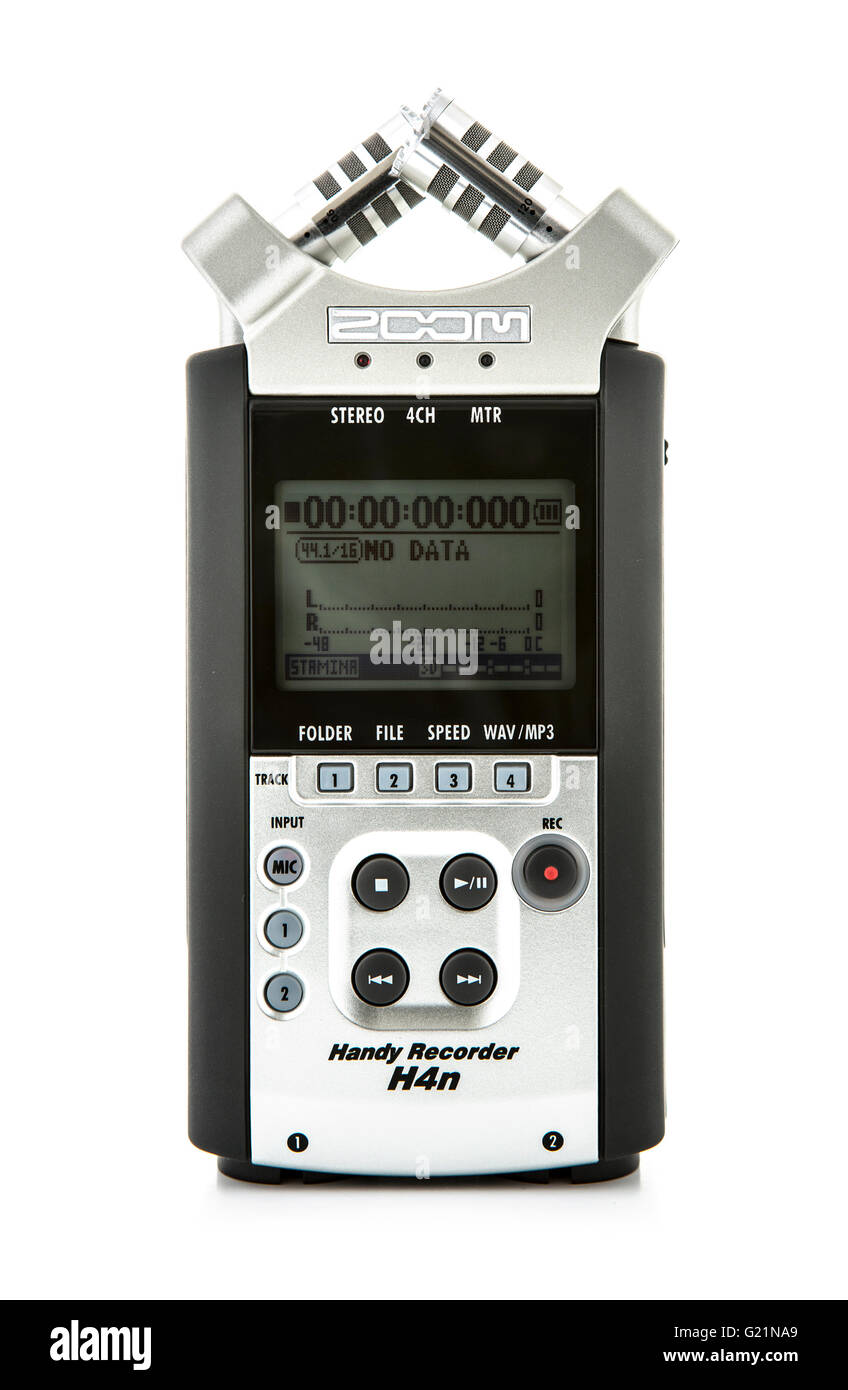 Zoom H4 digital audio recorder su sfondo bianco Foto Stock