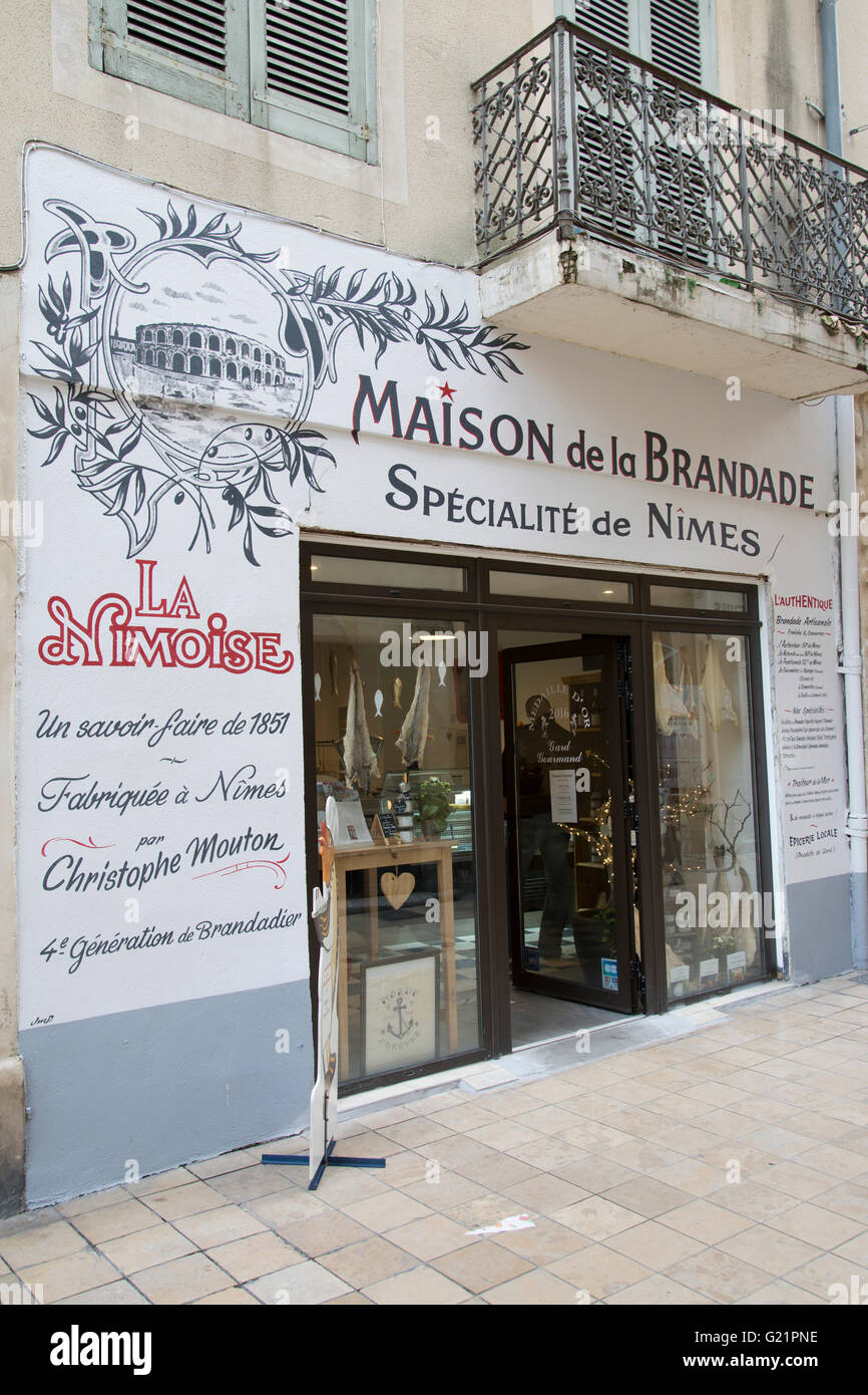 La Maison de la Brandade Shop, Nimes, Francia Foto Stock