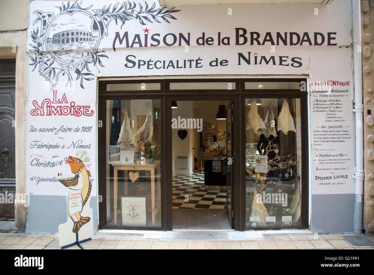 La Maison de la Brandade Shop, Nimes, Francia Foto Stock