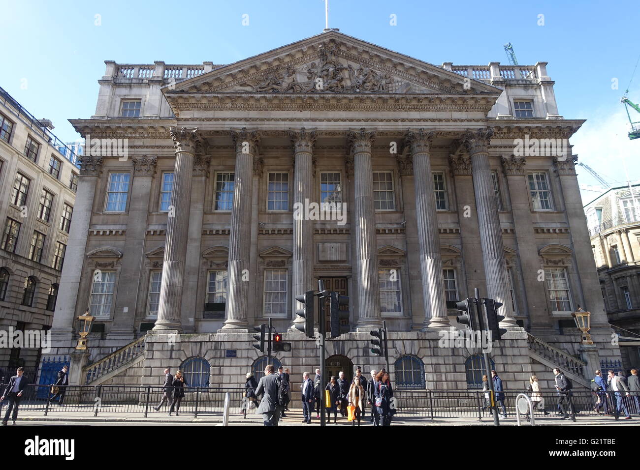 Una vista frontale del Mansion House di Londra Foto Stock