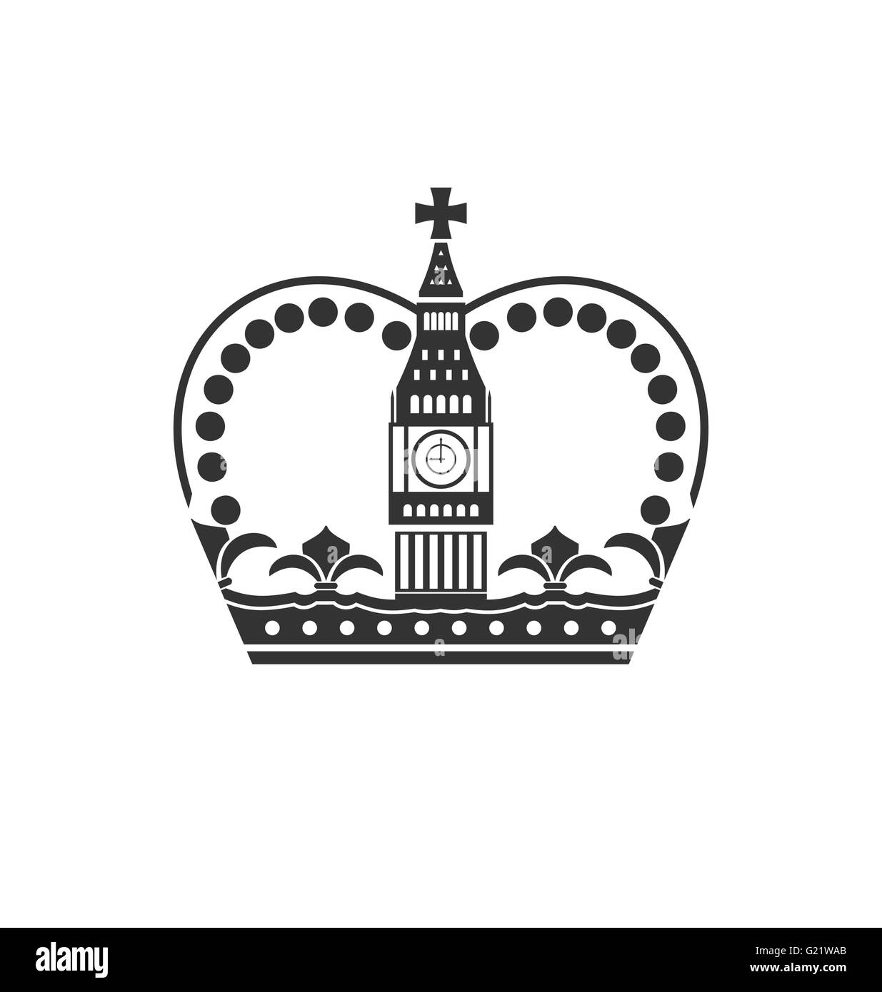 Concetto di British Crown isolati su sfondo bianco Illustrazione Vettoriale