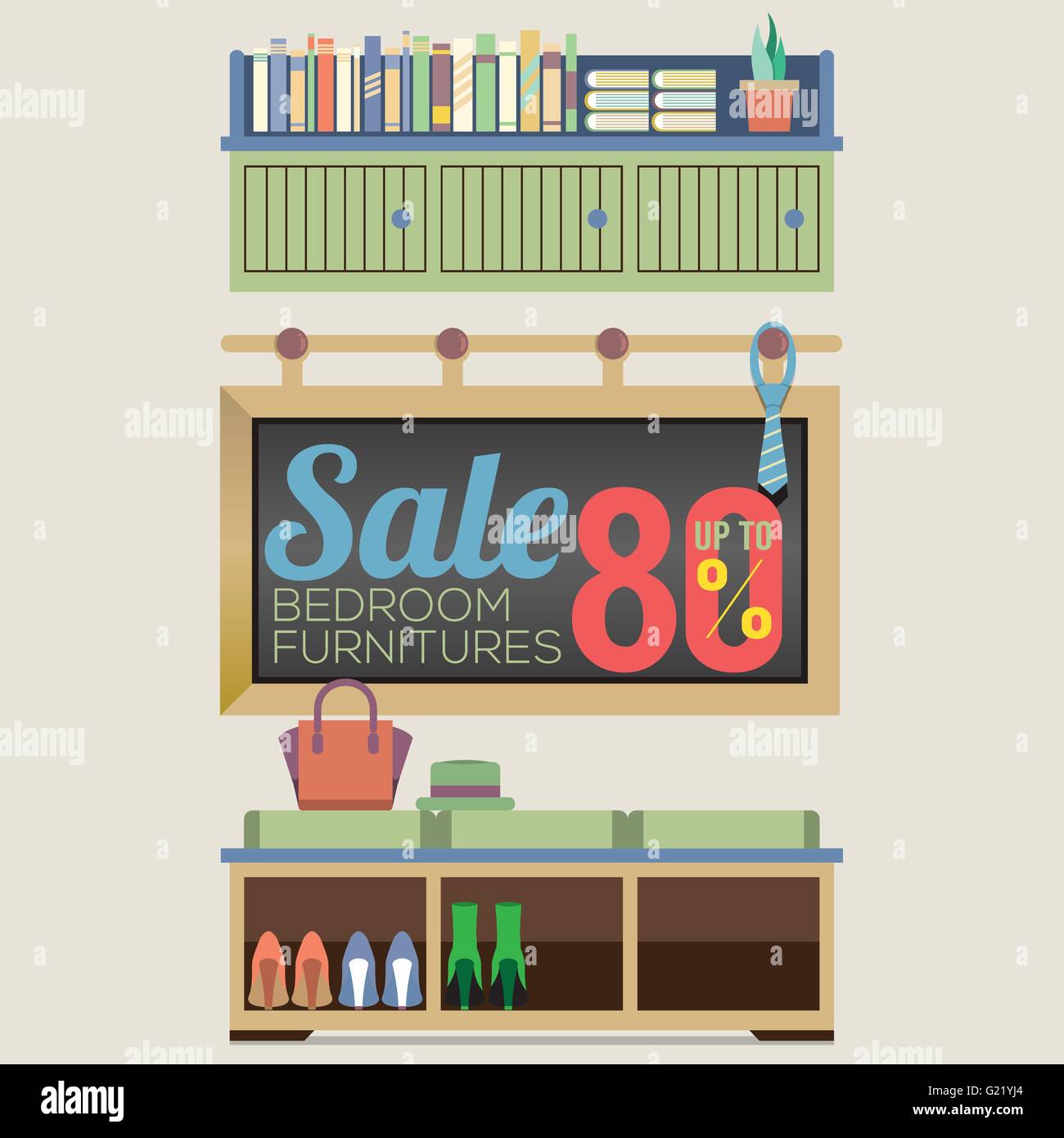 Vendita di mobili fino a 80 percento di illustrazione vettoriale Illustrazione Vettoriale