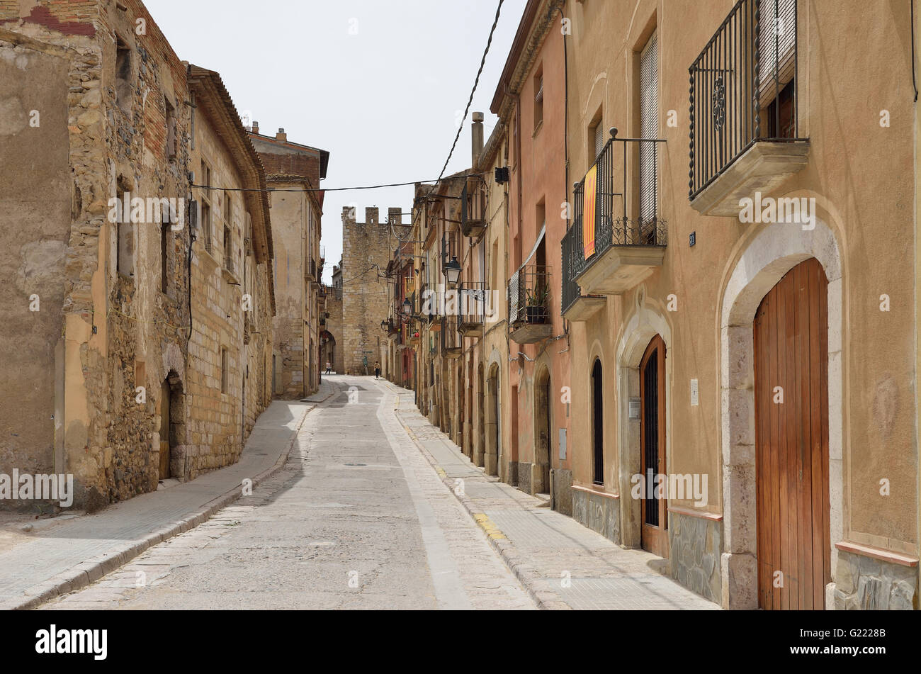 Antica strada della città spagnola Montblanc Foto Stock