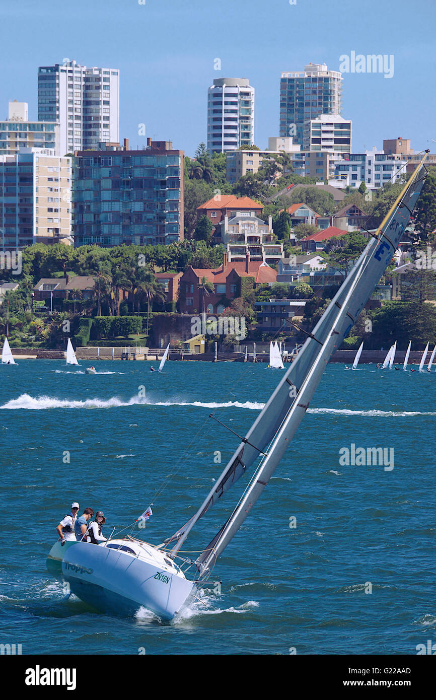 Barca a vela da Double Bay Sydney Harbour Sydney NSW Australia Foto Stock