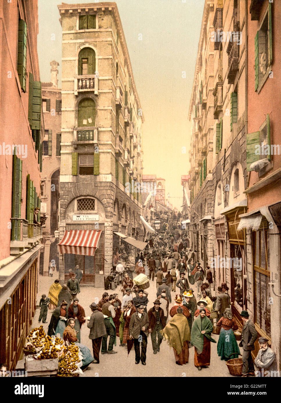 Strada vicino al Ponte di Rialto, Venezia, Italia, circa 1900 Foto Stock